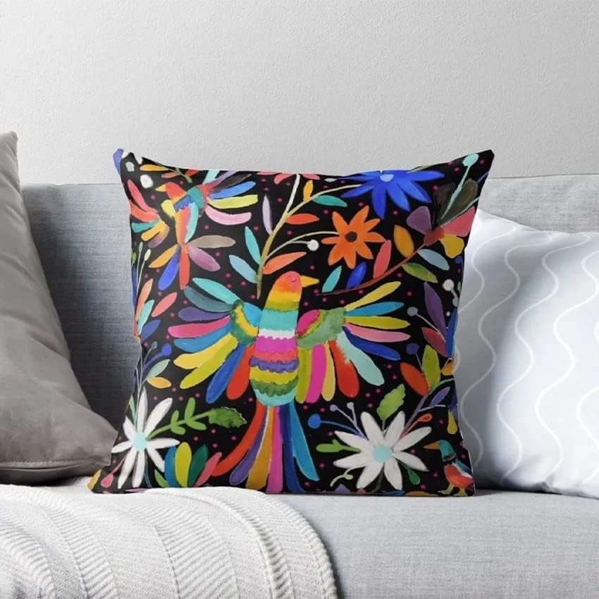 Set 2 Fundas Para Cojínes Arte Mexicano Otomí En Lino