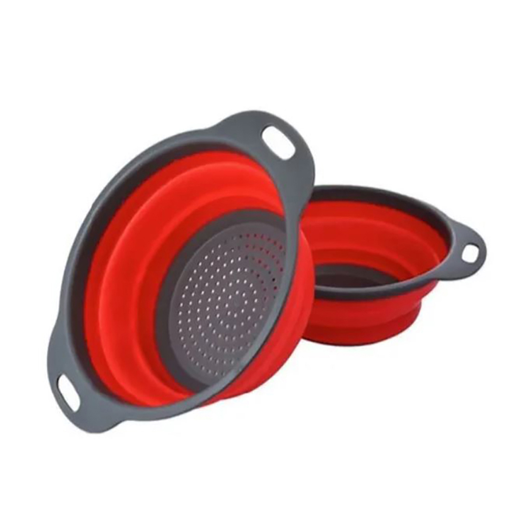 Aleissi Escurridor Colador Plegable Silicon Chico Verduras Frutas (Rojo)