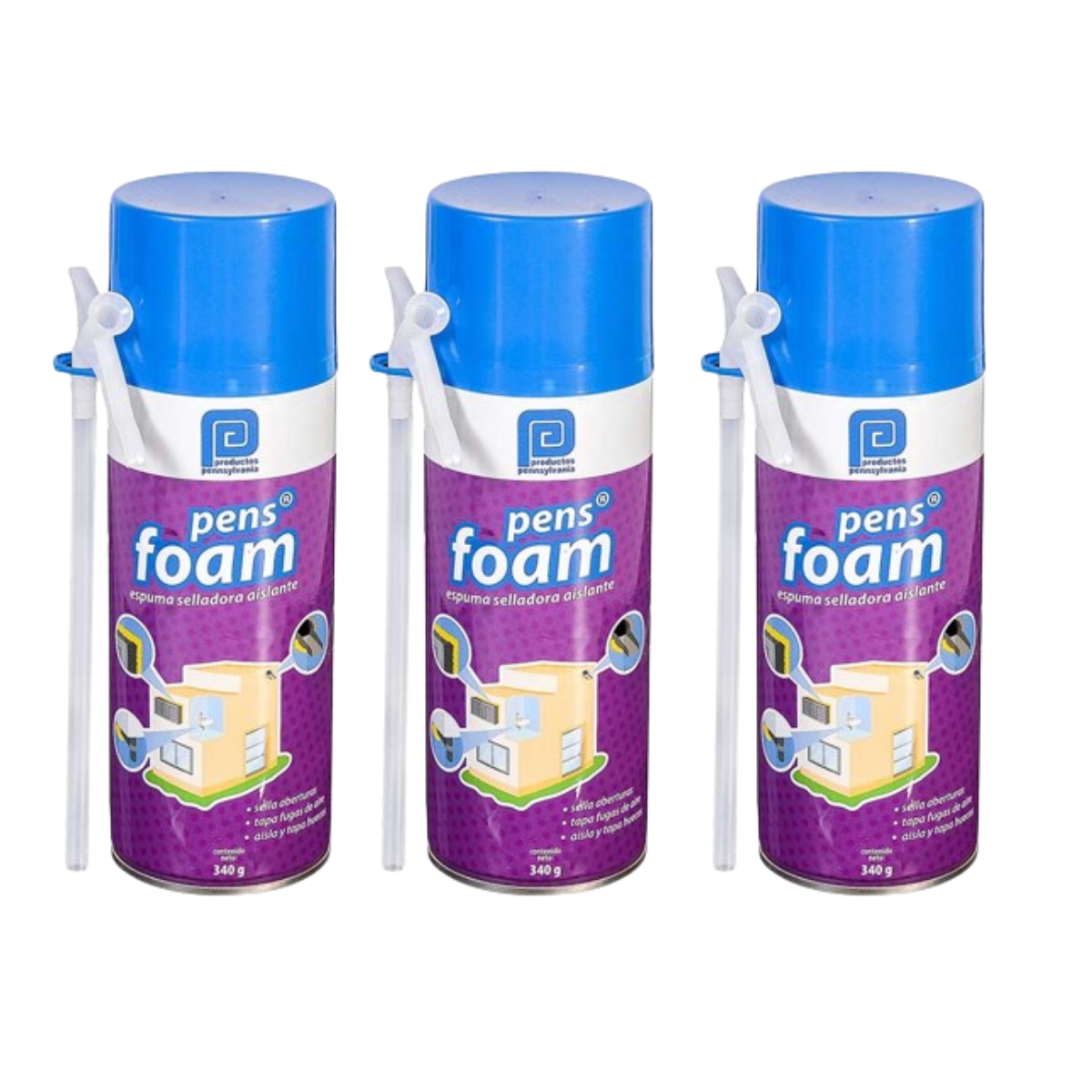 Espuma Expansiva Poliuretano Pens Foam 340 ML 3 Piezas