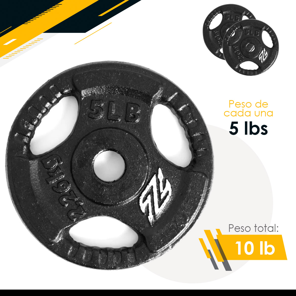 Par De Discos De 5lbs Para Barra De 1 Pulgada.