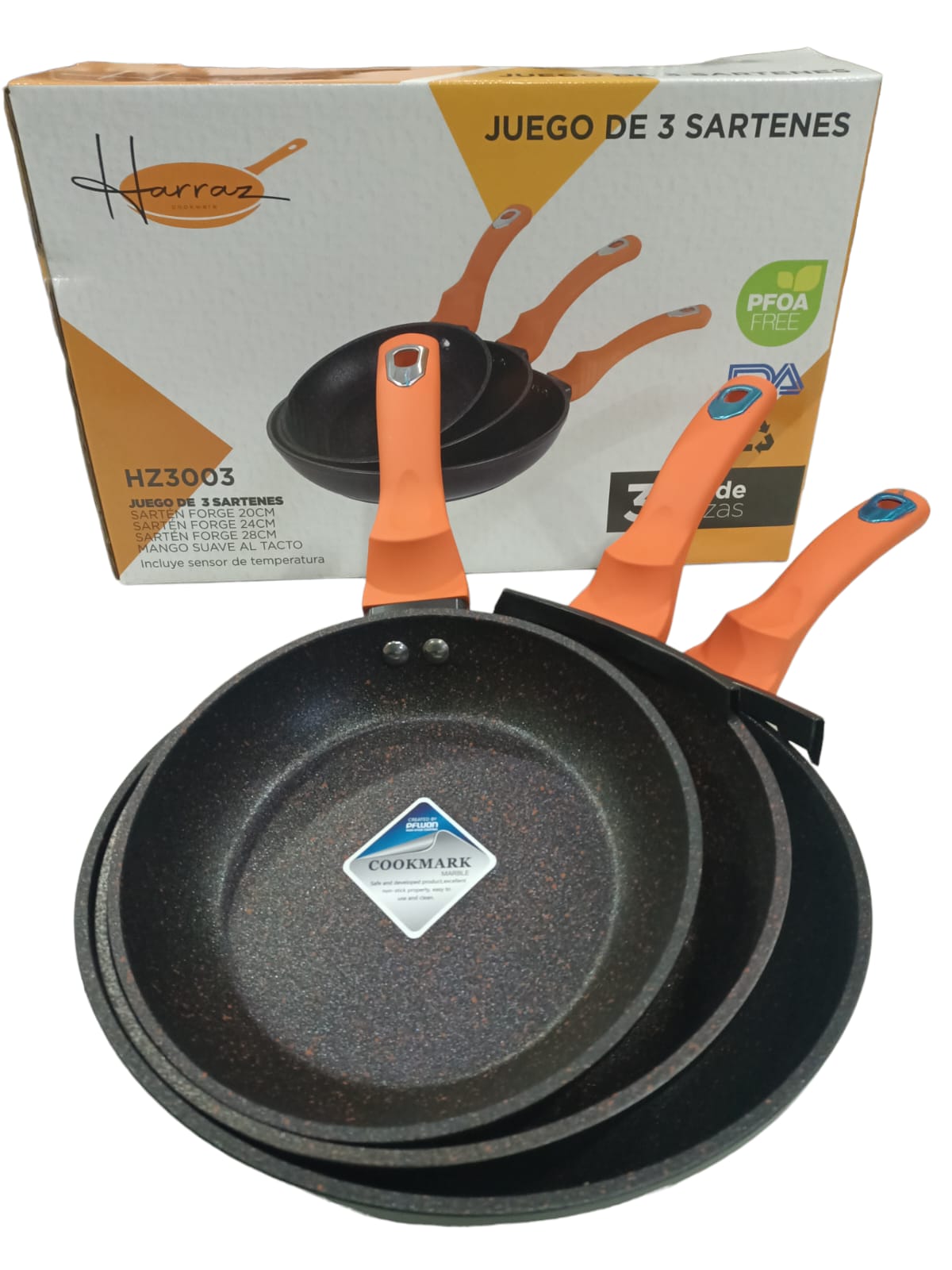 Juego 3 Sartenes Naranja/Negro Harraz.