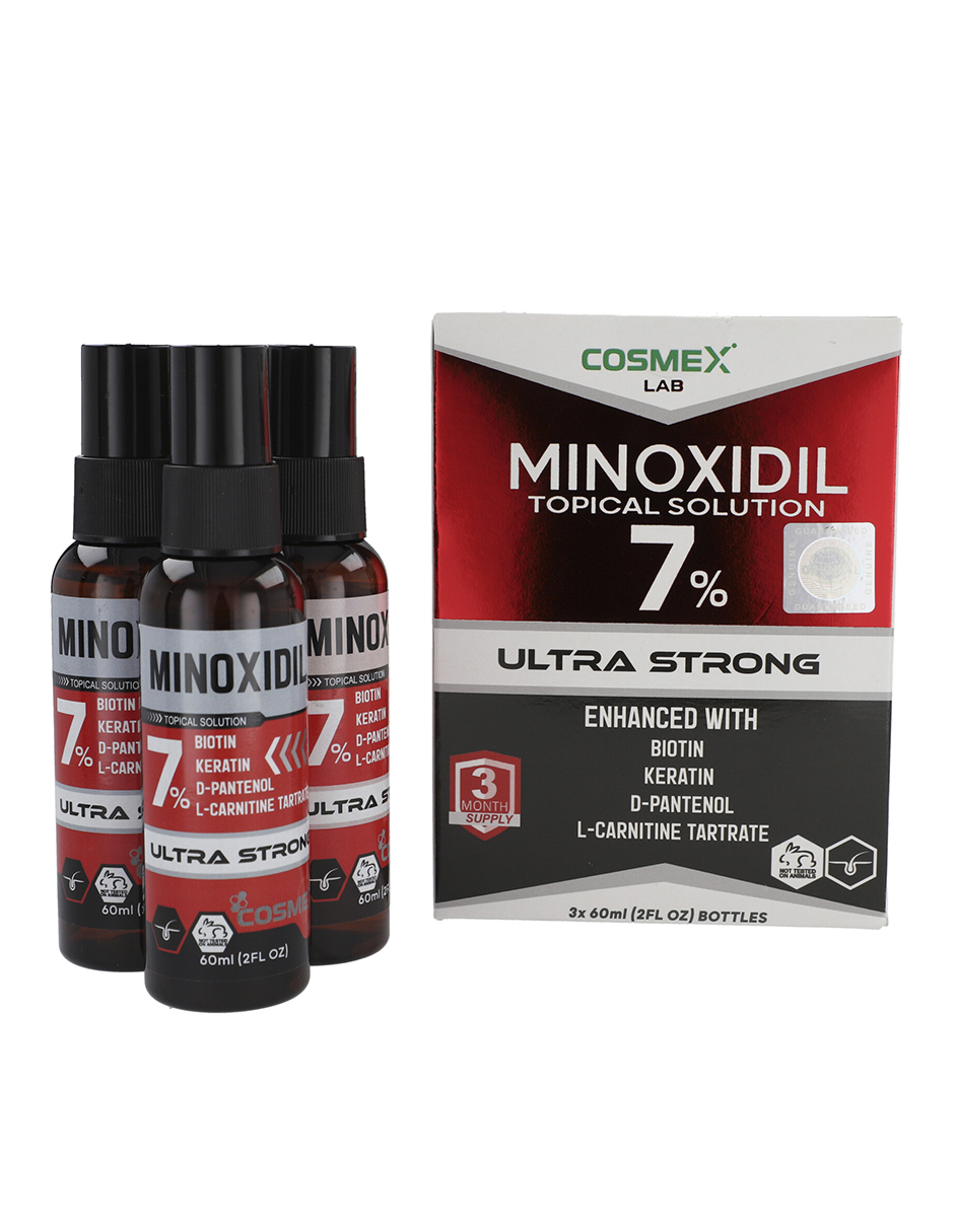 MINOXIDIL 7% Crecimiento de Cabello CosmexLab Ultra Strong 60 ml 3 meses.