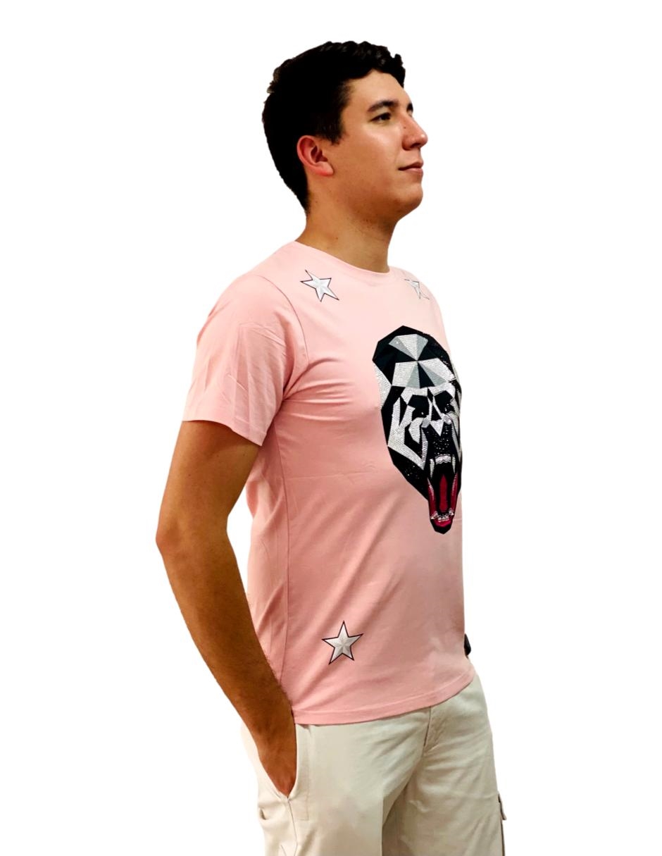 Playera hombre casual piedras moderna  spandex calavera T MODA & PRITEX.
