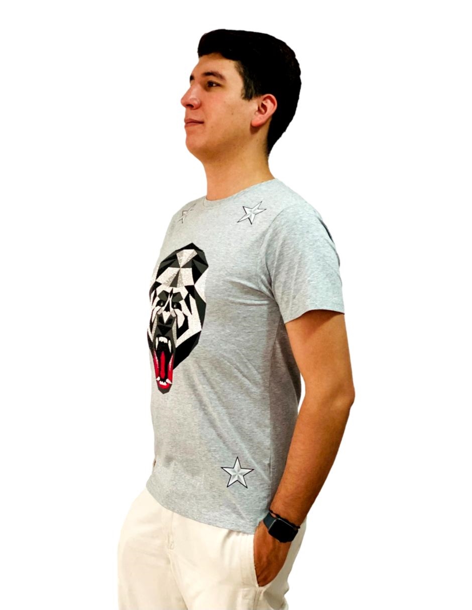 Playera hombre casual piedras moderna  spandex calavera T MODA & PRITEX.