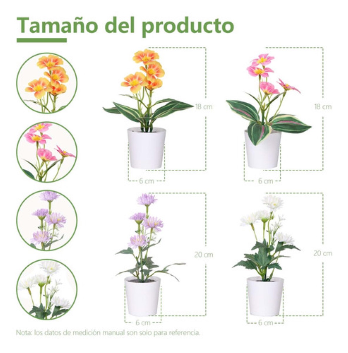 "4 Macetas Plantas Artificiales Barro Decoración Bonsai Verde "