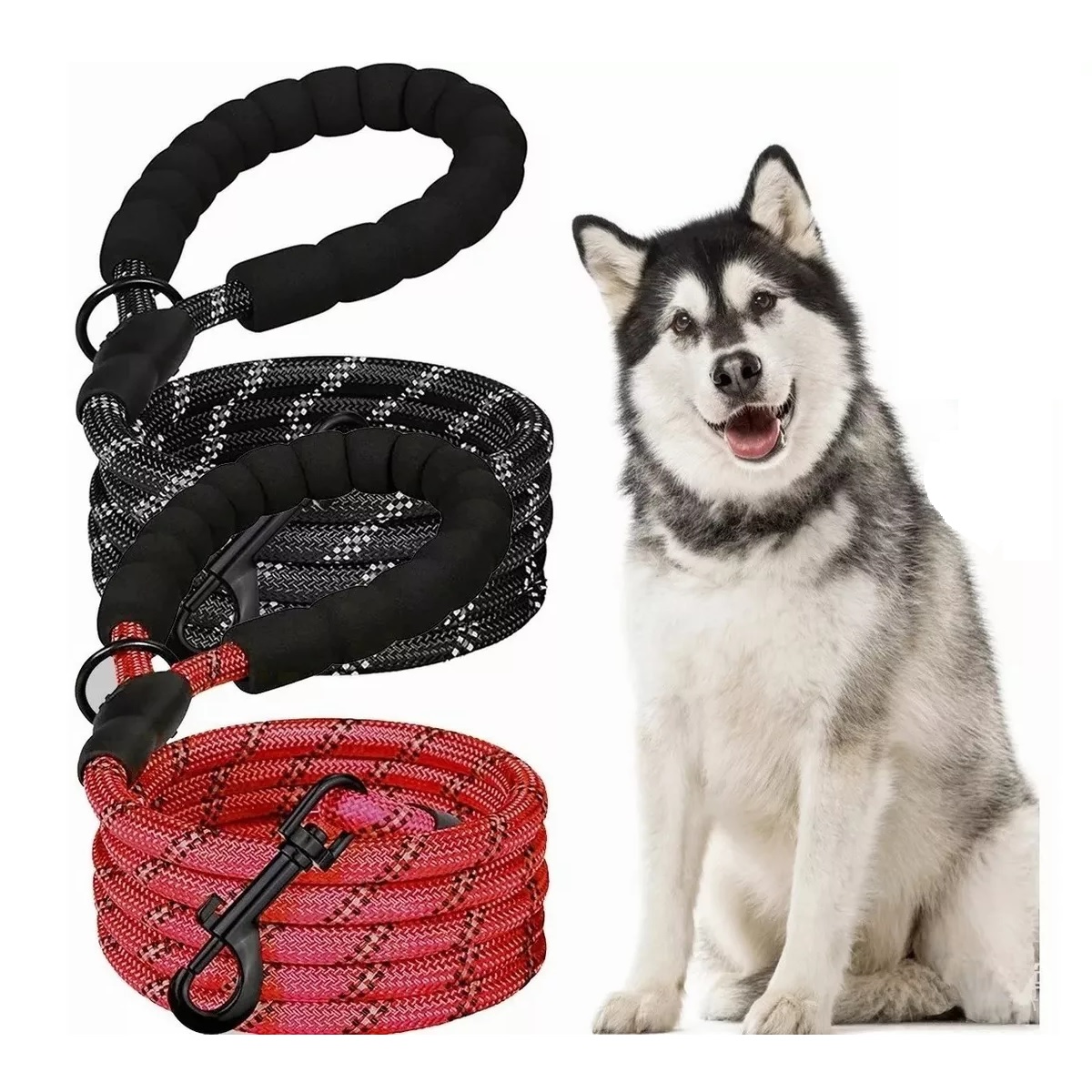 Correa Para Perro Grande Resistente Fuerte 2pcs Negro/Rojo.