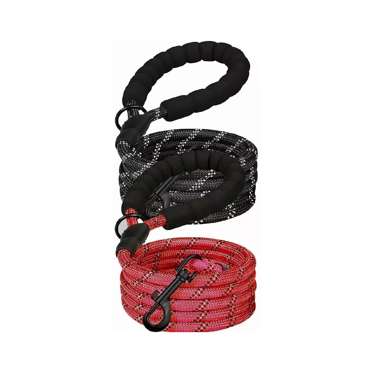Correa Para Perro Grande Resistente Fuerte 2pcs Negro/Rojo.