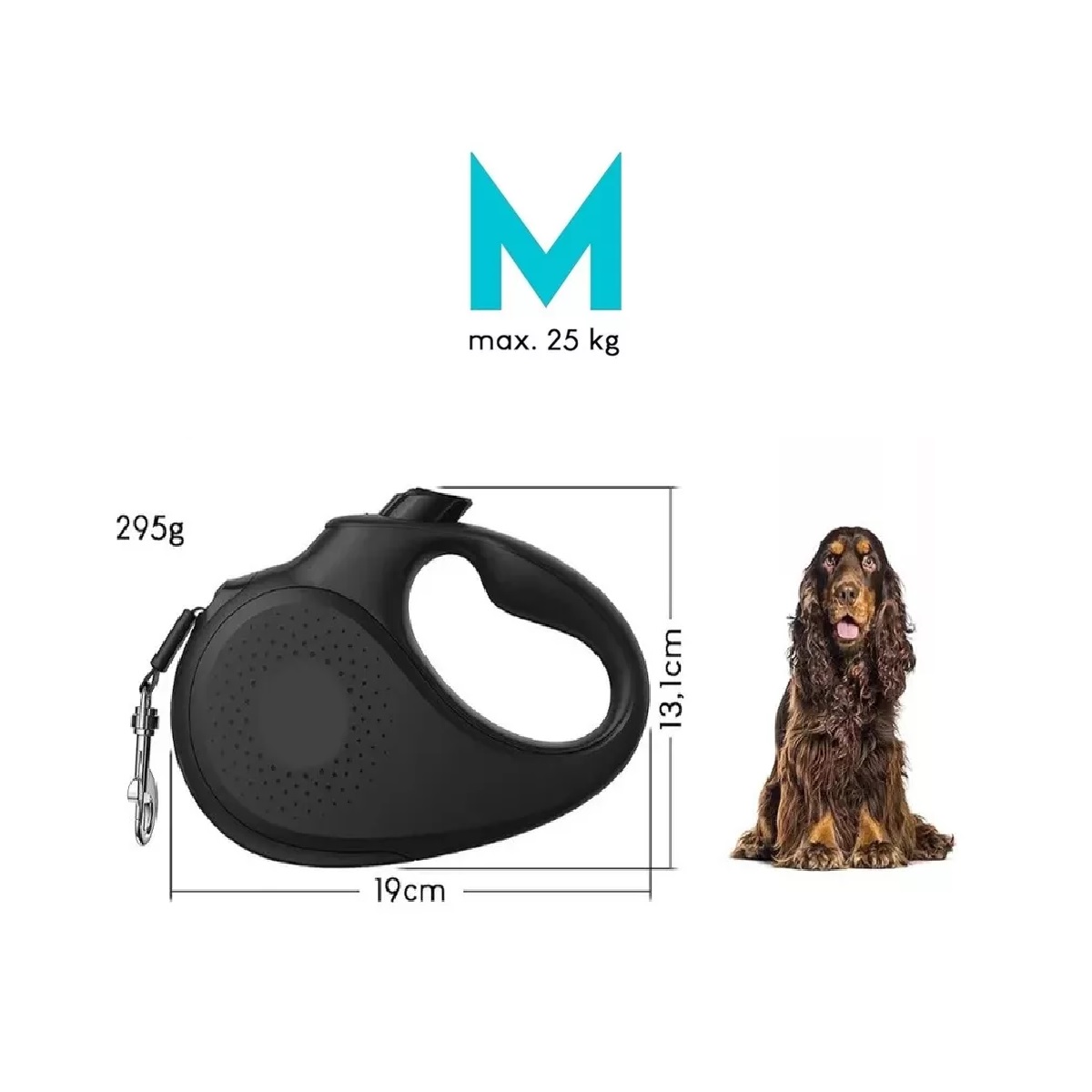Correa Perros Retractil Automático 5m Para Mascotas Medianas Negro.