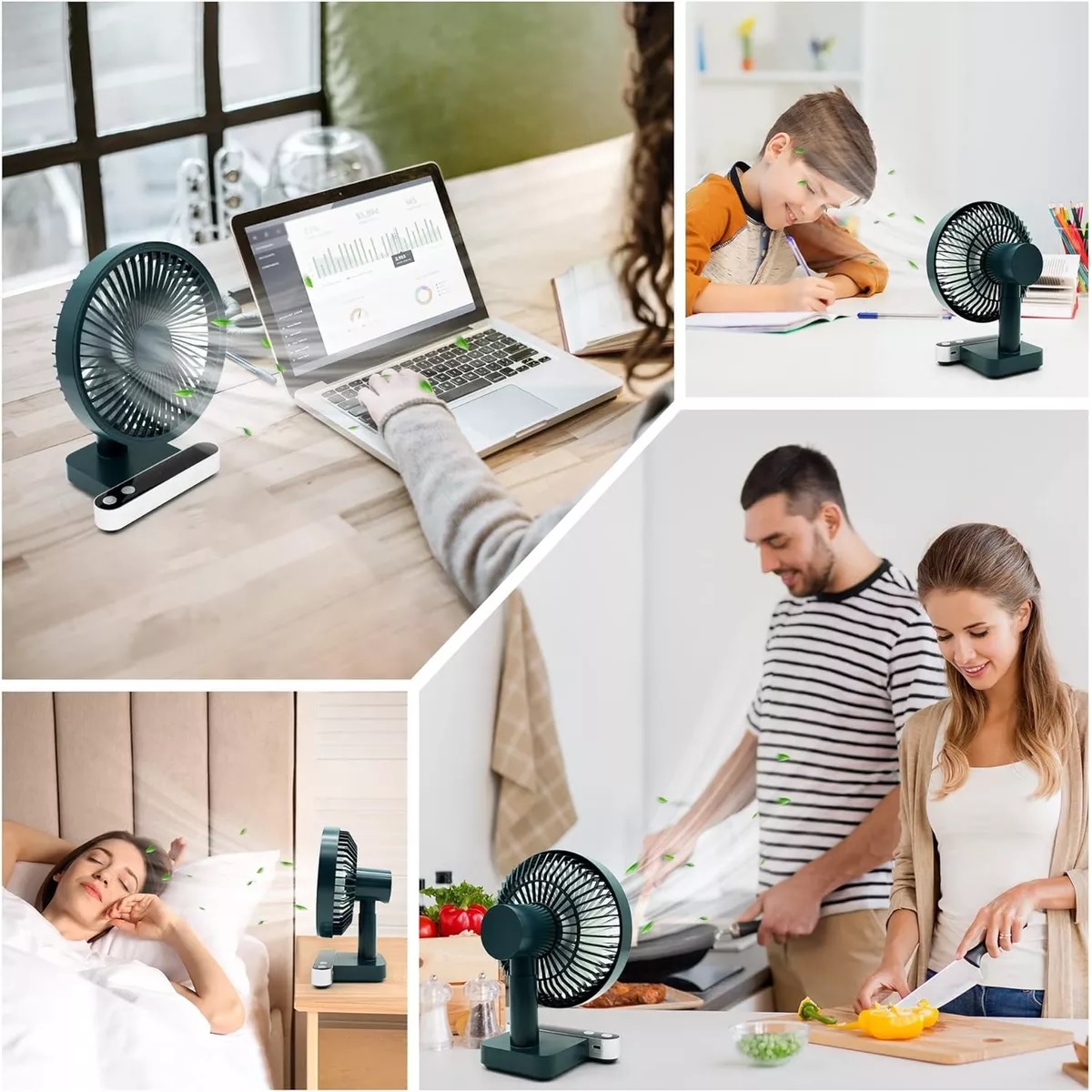 Ventilador De Escritorio Portátil Con 5 Aspas De Plástico.