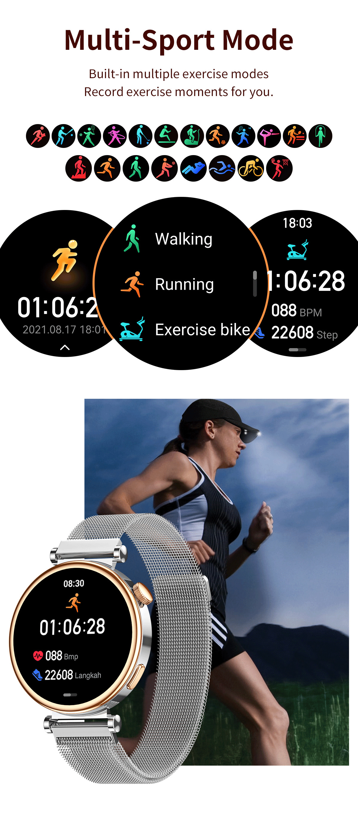 Smartwatch Mujer Llamadas Notificaciones Contesta Whatsapp Iphone Android