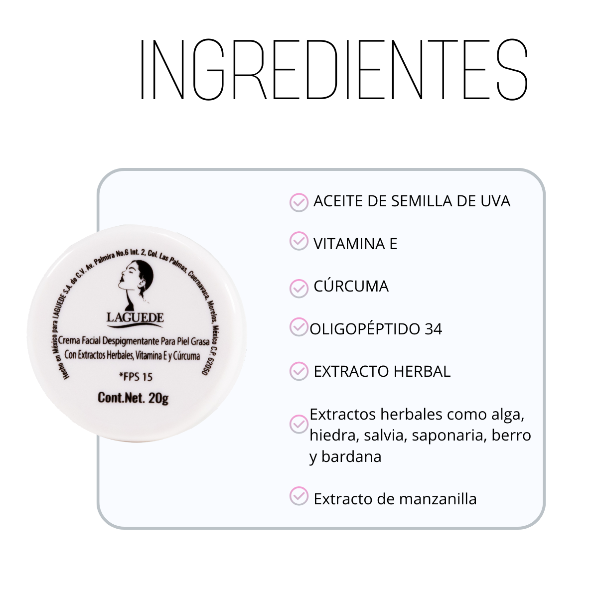 Crema Despigmentante + Aclarante + Anti-edad 20g 3 piezas Piel Mixta/Grasa Laguede