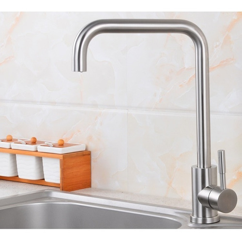 Llave Mezcladora Monomando Cuadrada para Lavabo acabado Acero Inox 