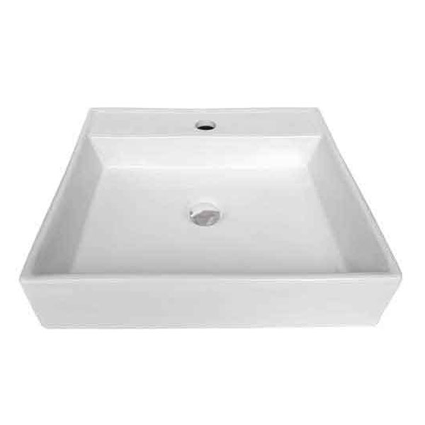 Lavabo de Cerámica Blanco cuadrado de sobreponer con orificio para monomando