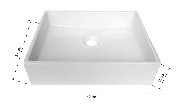 Lavabo de Cerámica Blanco cuadrado de sobreponer