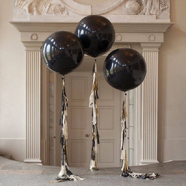3 Globos Gigantes Esféricos Numero 24 Color Negro Payaso