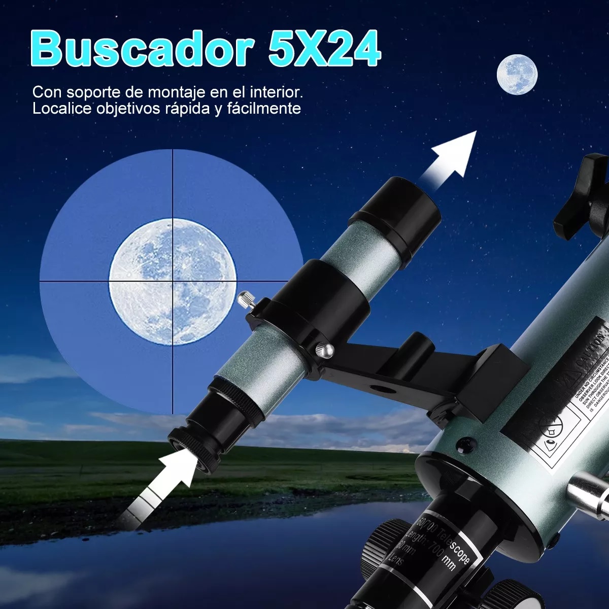 Telescopio Astronómico Profesional 60/700mm Monocular 525x.
