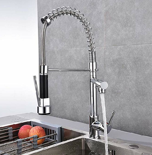 Grifo Mezclador Cocina Acero Inoxidable dos salidas de agua  para fregadero.