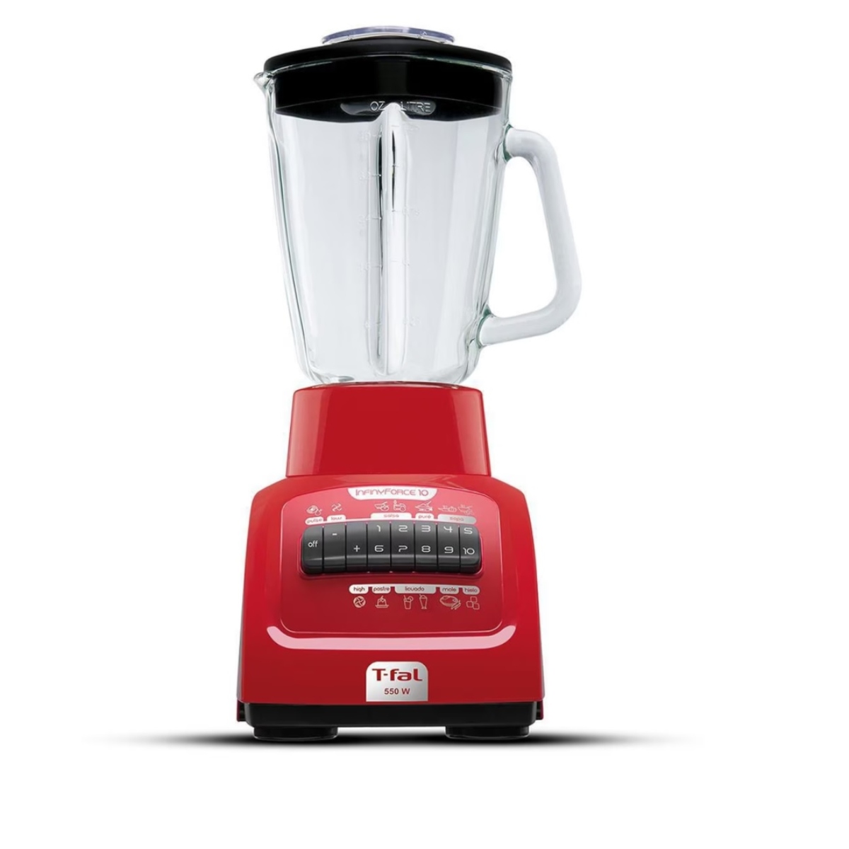 LICUADORA T-FAL LN8205MX INFINYFORCE 10 VEL VASO VIDRIO ROJO ALBY3.