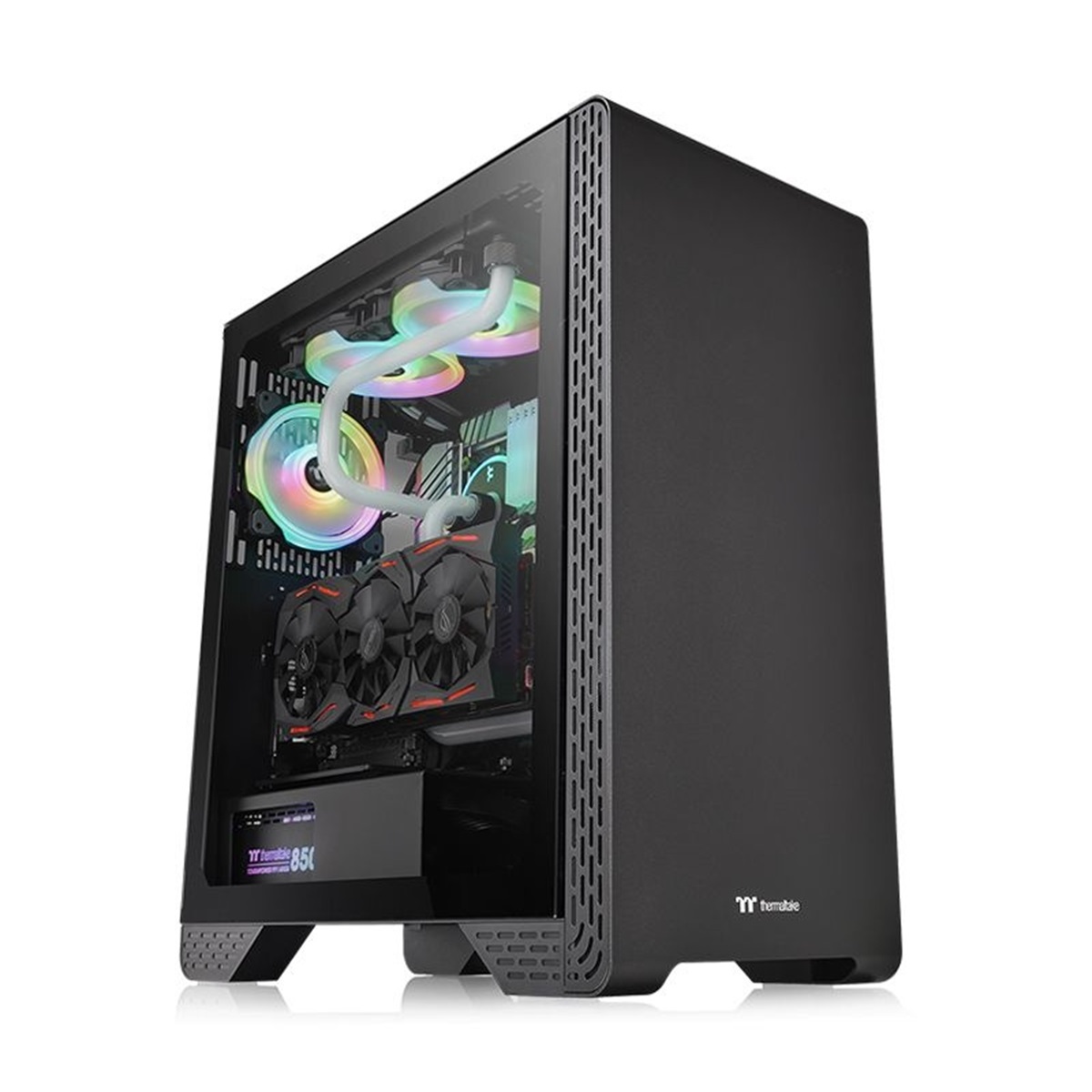 Gabinete Thermaltake S300 TG con Ventana Midi Tower ATX/Micro ATX/Mini-ITX USB 2.0/3.0 sin Fuente 2 Ventiladores Instalados