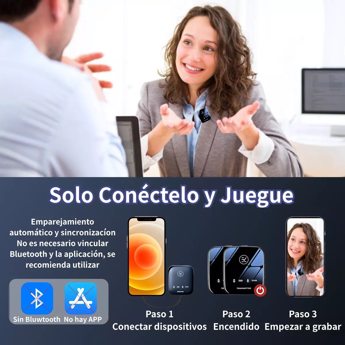 Micrófono Lavalier Solapa Inalámbrico Para Celular Pc Gamer.