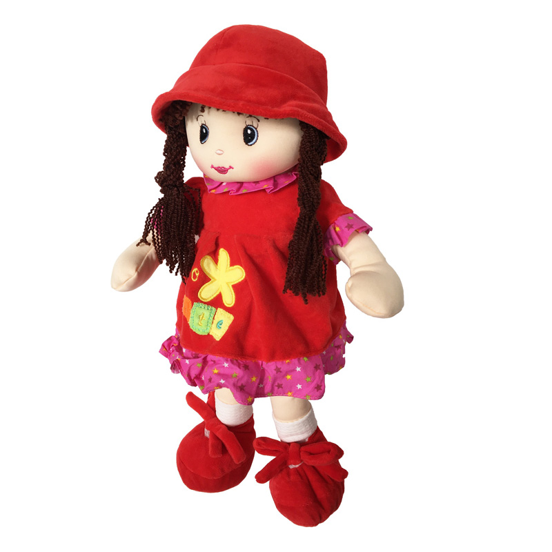 Muñeca De Trapo y Tela Nidia Color Rojo.