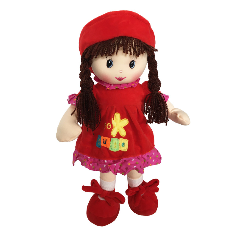 Muñeca De Trapo y Tela Nidia Color Rojo.