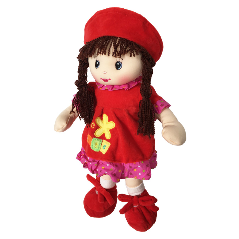 Muñeca De Trapo y Tela Nidia Color Rojo.