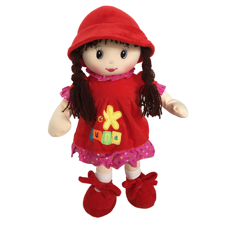 Muñeca De Trapo y Tela Nidia Color Rojo.
