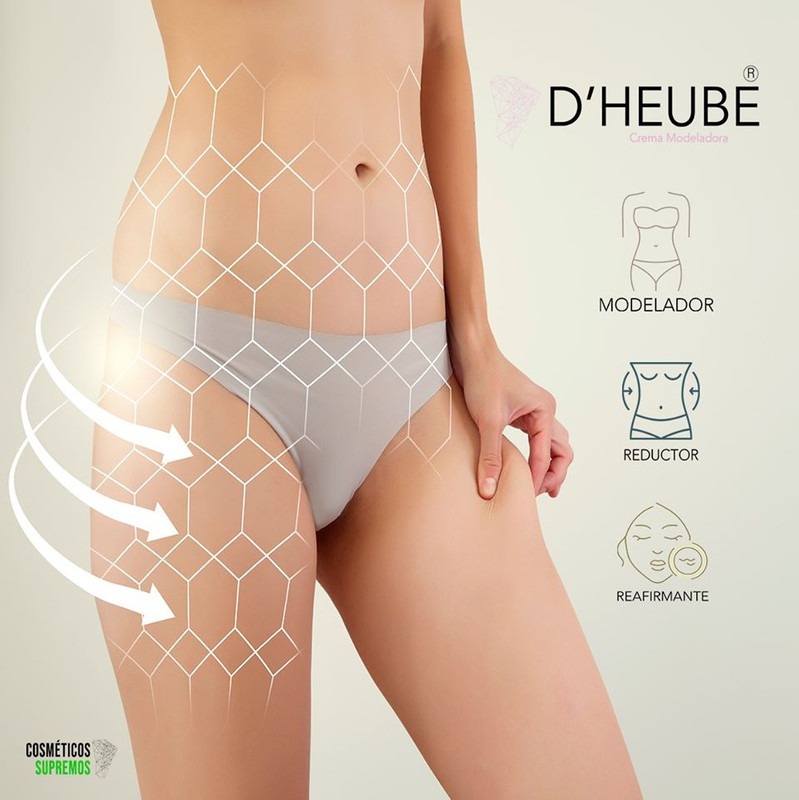 Crema Modeladora Reafirmante D'HEUBE, reductora de papada, elimina flacidez de brazos, elimina flacidez de abdomen, reafirmante de brazos, reafirmante de glúteos.