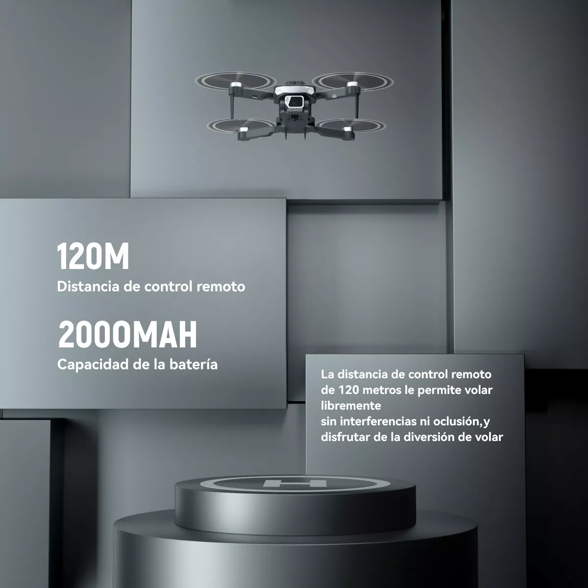 Drone 8k, 2.4g Drone Wifi Plegable Cámara Doble 3 Baterías.
