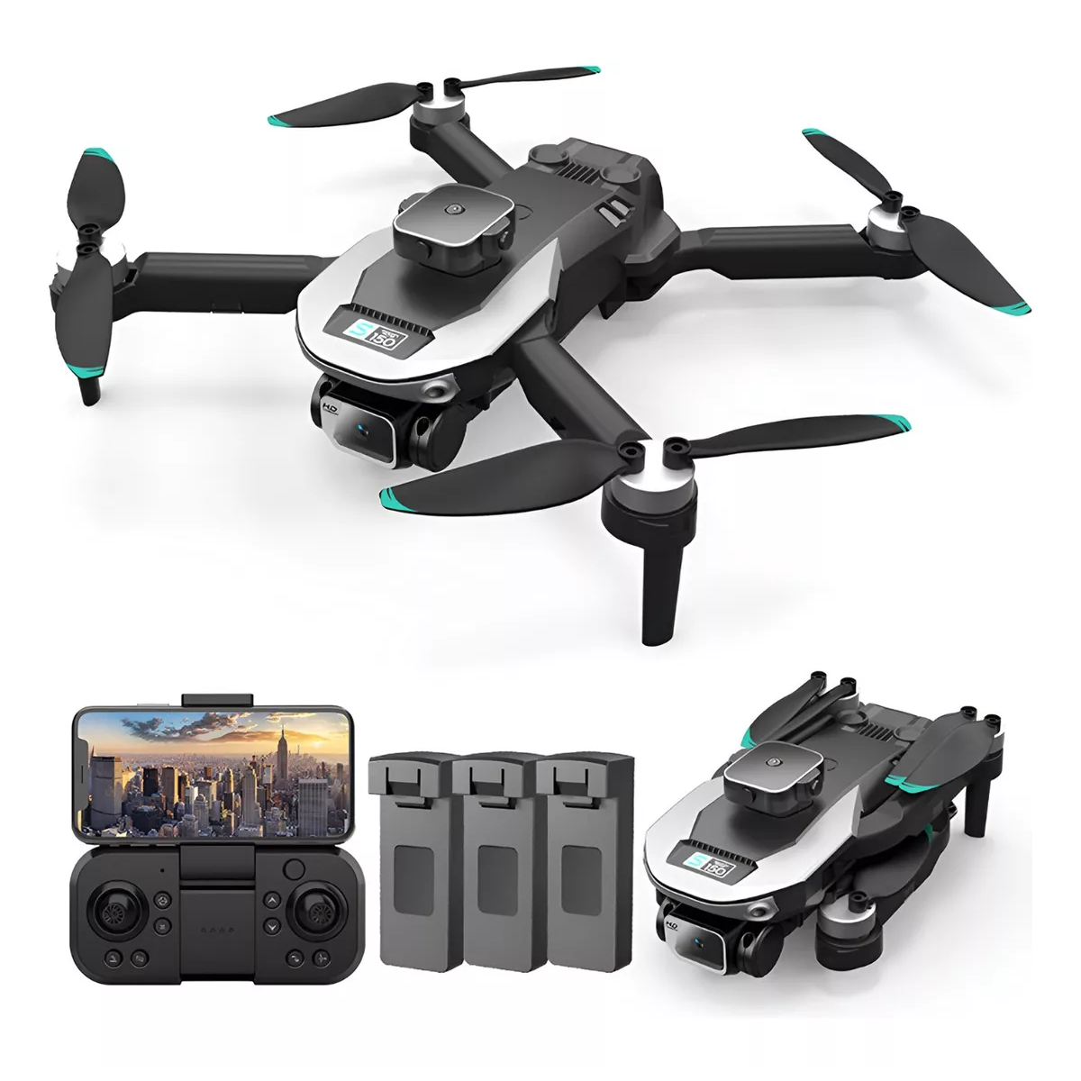 Drone Con Par Cámara 4k Quadcopter +3 Batería Control Remoto