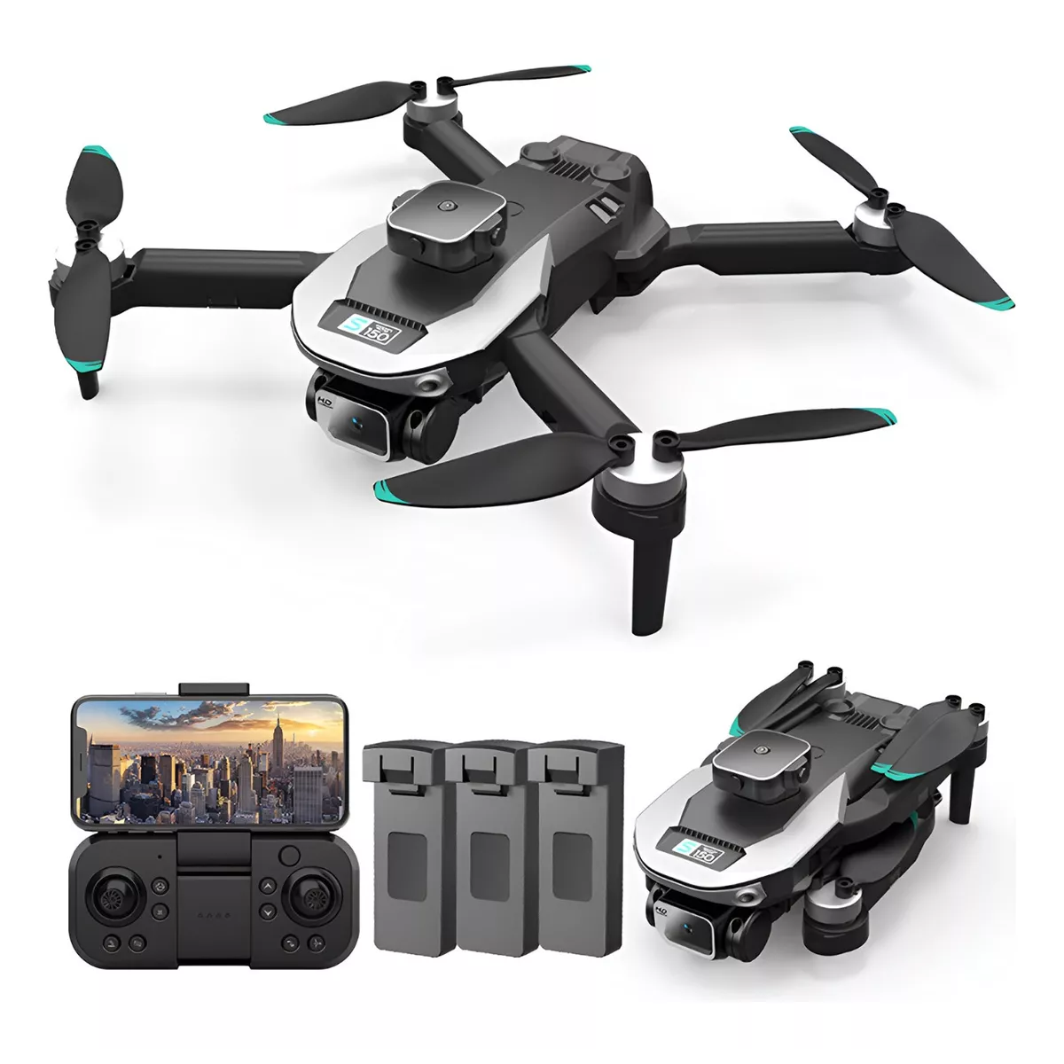 Drone Con Par Cámara 4k Quadcopter +3 Batería Control Remoto.