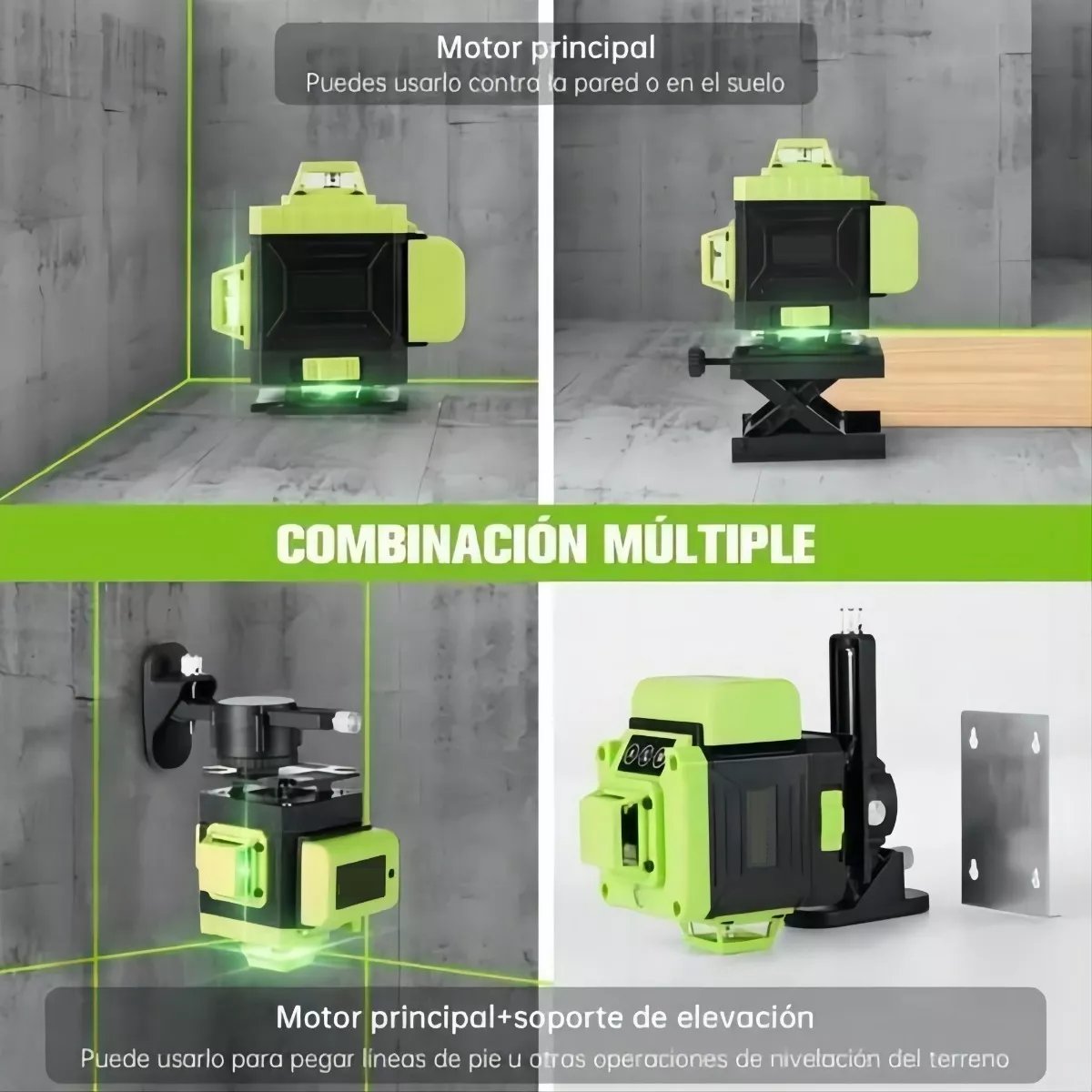 Niveles Láser 3° Autonivelante 4d Con 2 Baterías 16 Líneas .