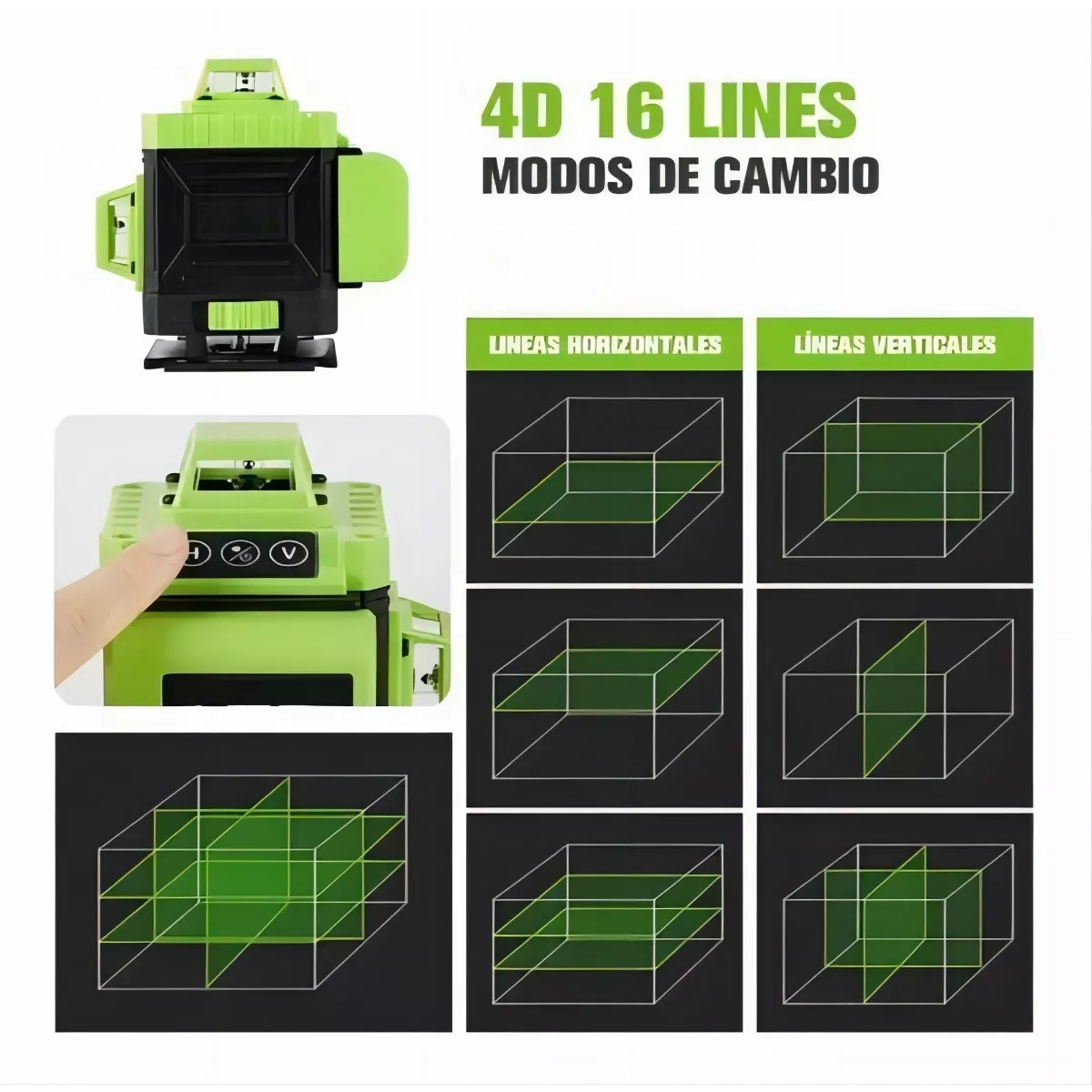 Niveles Láser 3° Autonivelante 4d Con 2 Baterías 16 Líneas .