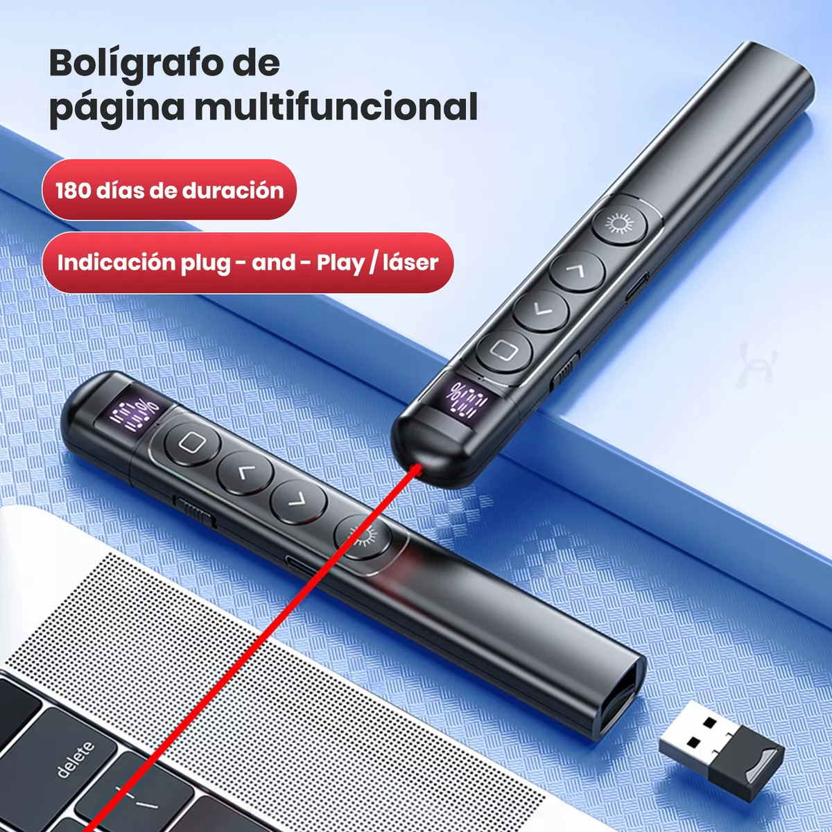 Control Inalámbrico Puntero Láser Usb Remoto De Presentación.