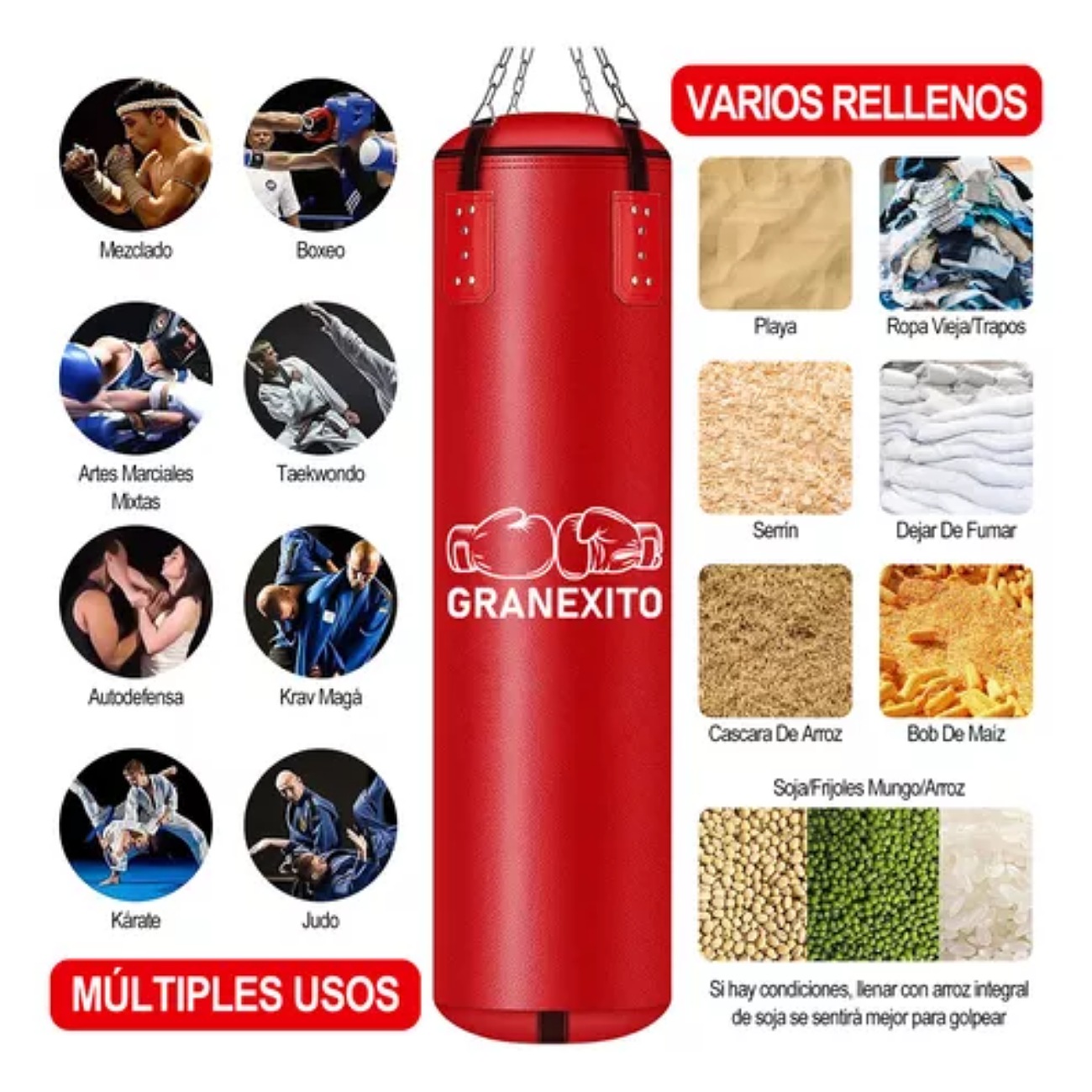 Saco Bolsa Boxeo 1.2m Premium Pu Saco De Boxeo Deportivo Kit