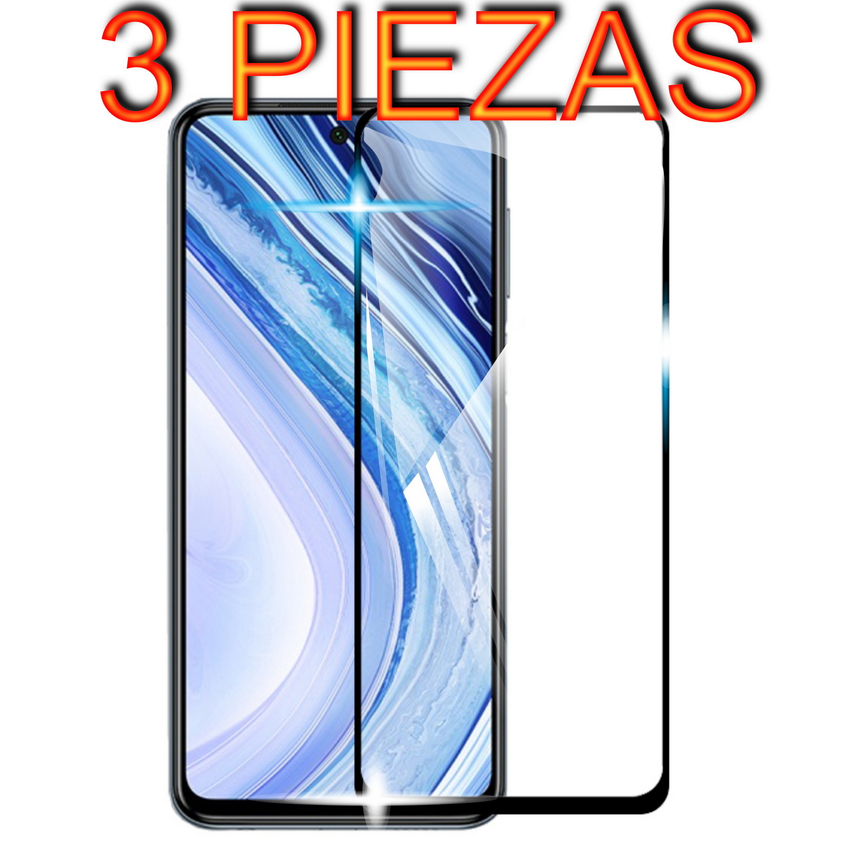 3 Pzas Cristal Templado 9D Para Xiaomi Redmi Note 9s Redmi Note 9 Pro