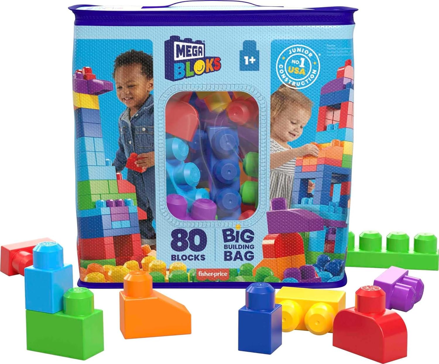  Mega Bloks Bolsa De Construcción Deluxe 80 Piezas Azul.
