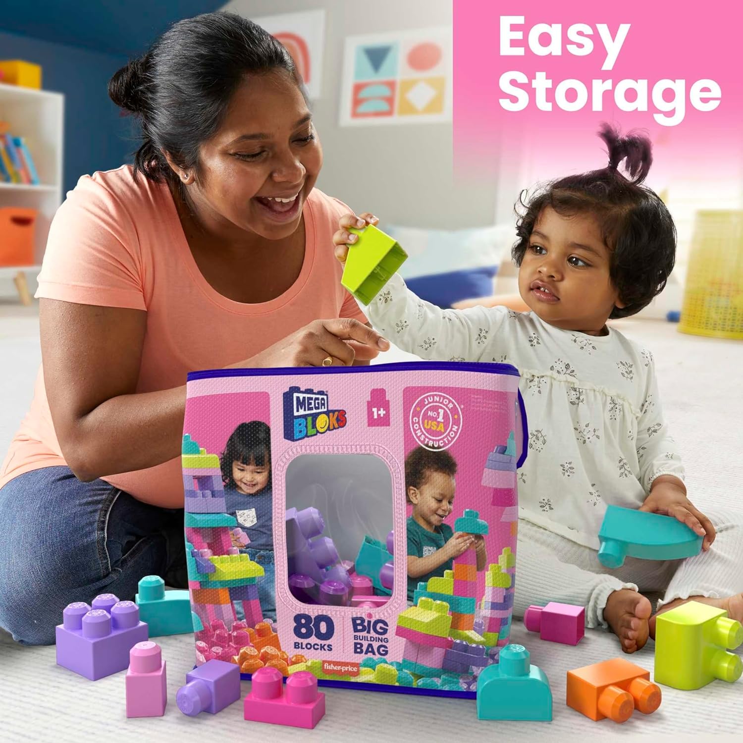  Mega Bloks Bolsa De Construcción Deluxe 80 Piezas Rosa