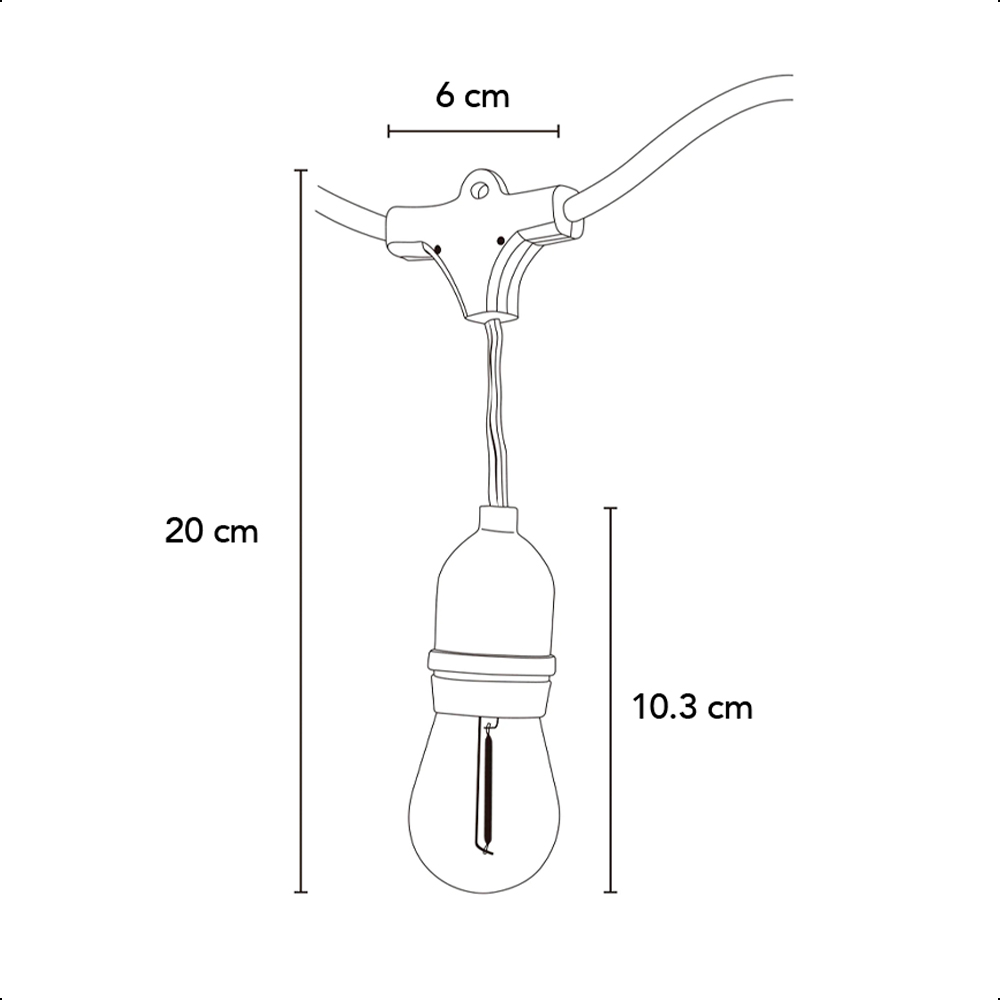 ICON Guirnalda Vintage Luces Para Exterior 15 Focos 14.6 Metros.