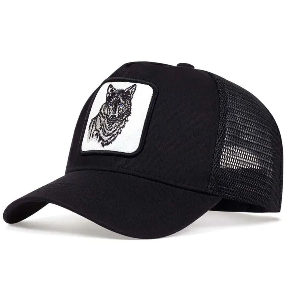 Gorra lobo blanco táctico negro bordado gorro deporte casuales ajustables sombrero solar proteccion.