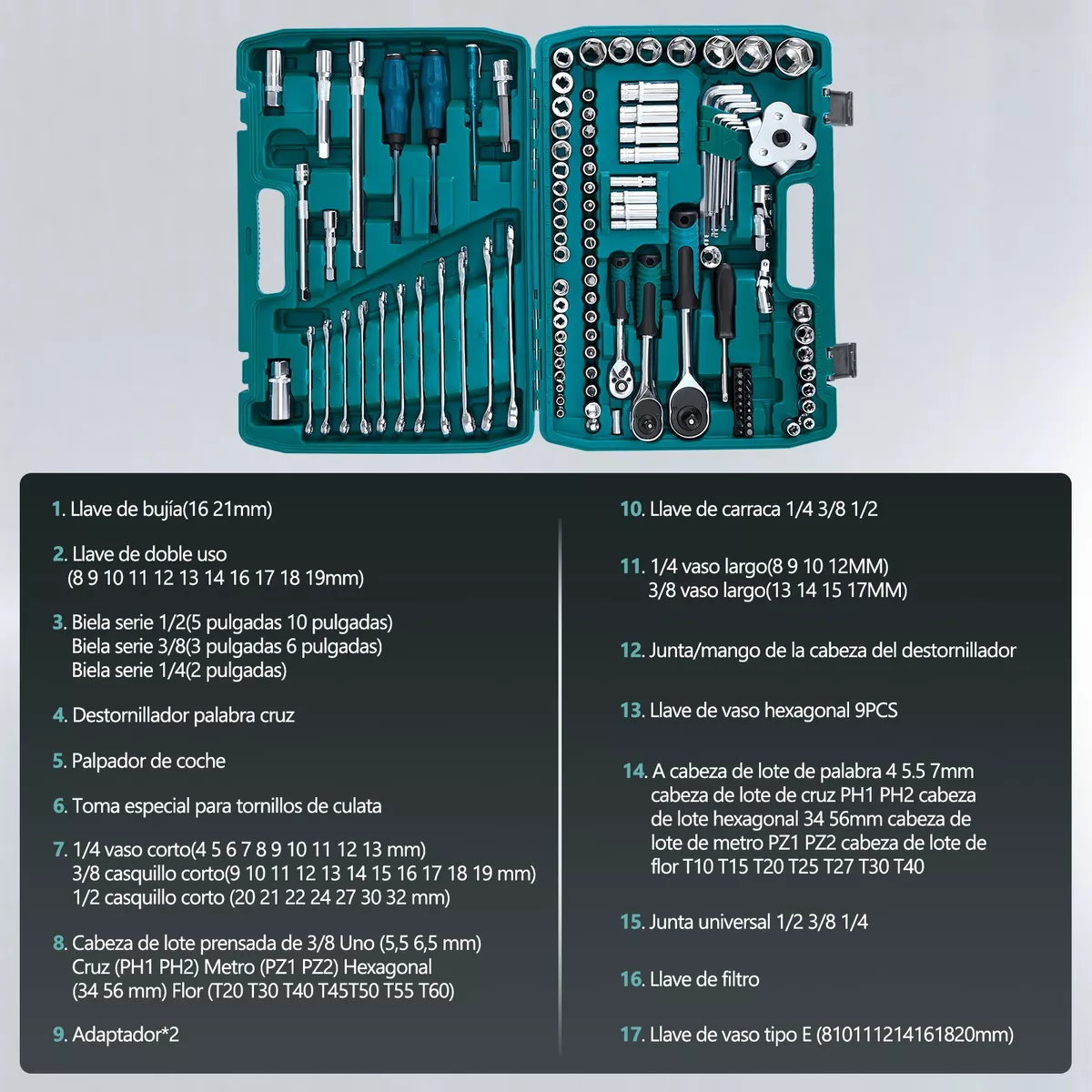 Dados Herramienta Juegos Para Reparación Automóviles 121pcs.