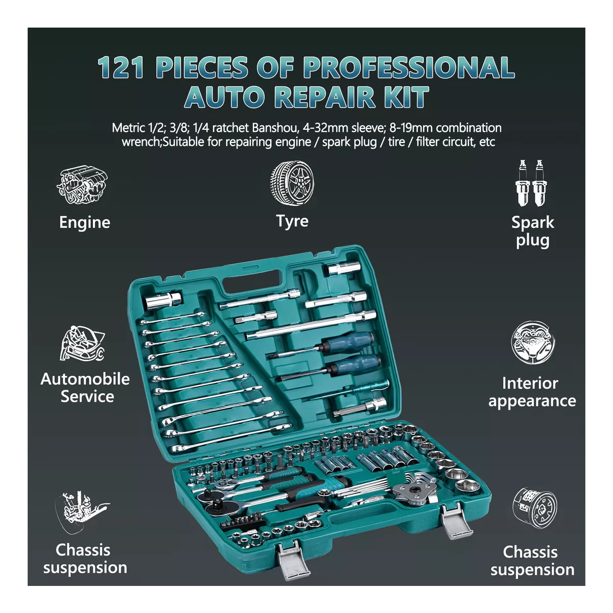 Dados Herramienta Juegos Para Reparación Automóviles 121pcs.