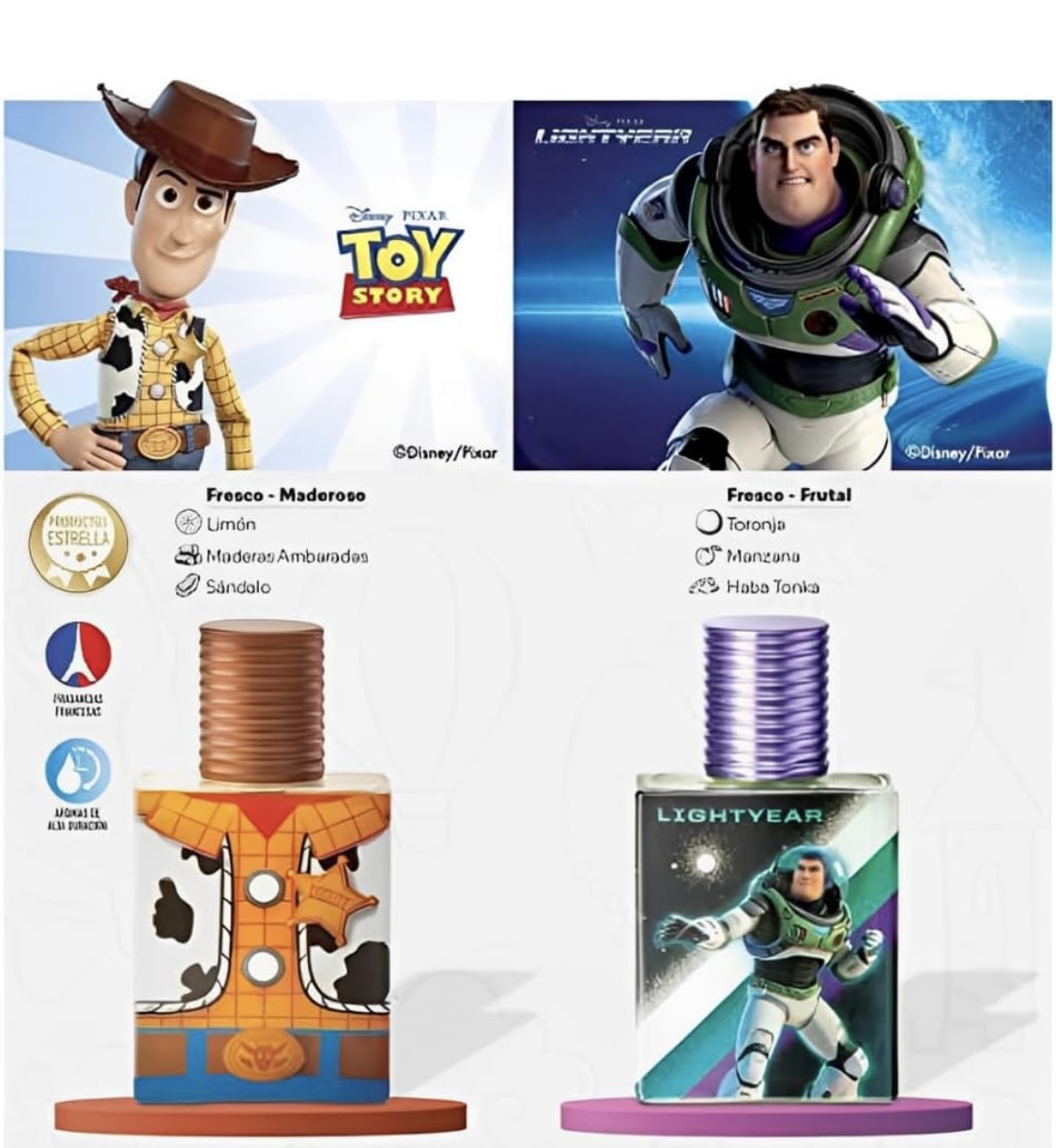 FRAGANCIA INFANTIL BUZZ LIGHTYEAR/TOY STORY WOODY SET DE 2  FRAGANCIAS/PERFUMES PARA NIÑOS