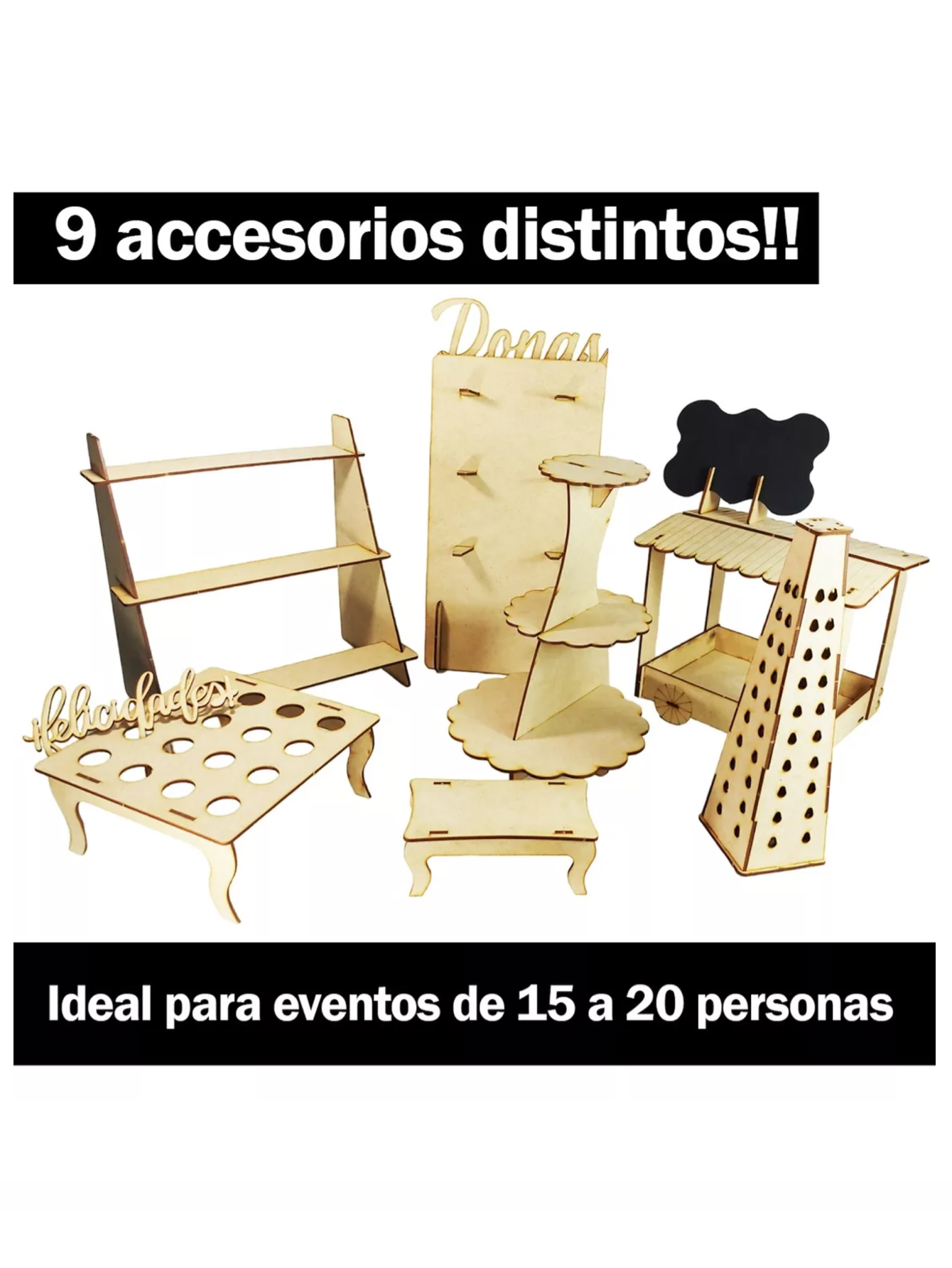 Candy Bar 9 Piezas Mesa de Dulces hasta 20 Personas