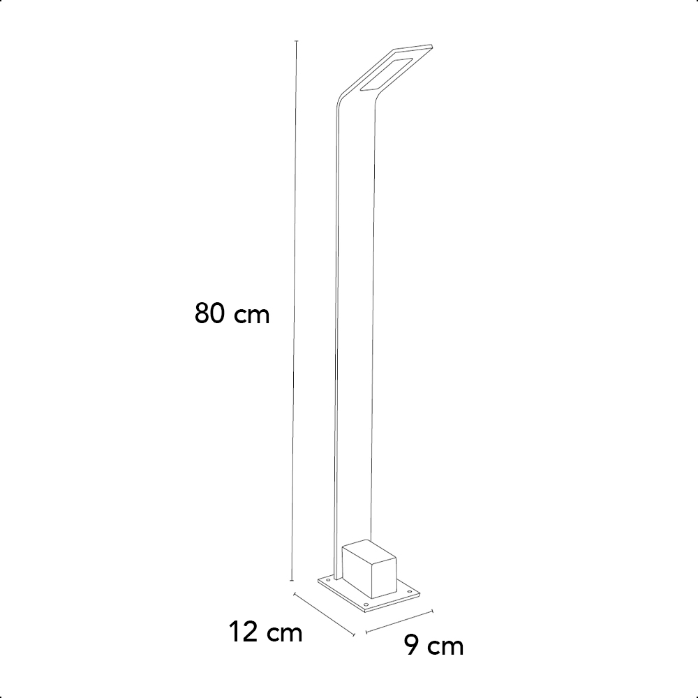 ICON Lampara de Jardín para caminos Tipo Bolardo Slim 4W Luz Cálida 3000K IP65 80 CM