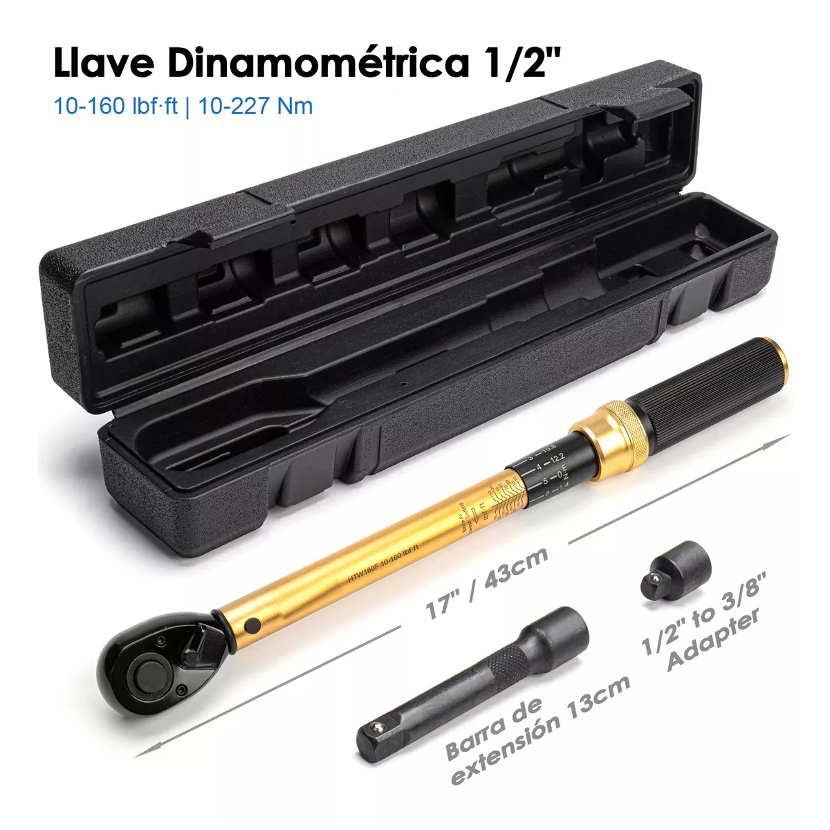 Kit De Llave Dinamométricas 1/2'' Torquímetro 10-227 Nm 3pz.