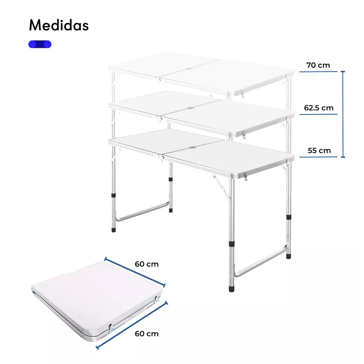 Mesa Plegable Tipo Portafolio 1.20 M Con 4 Sillas Portátiles Blanco.