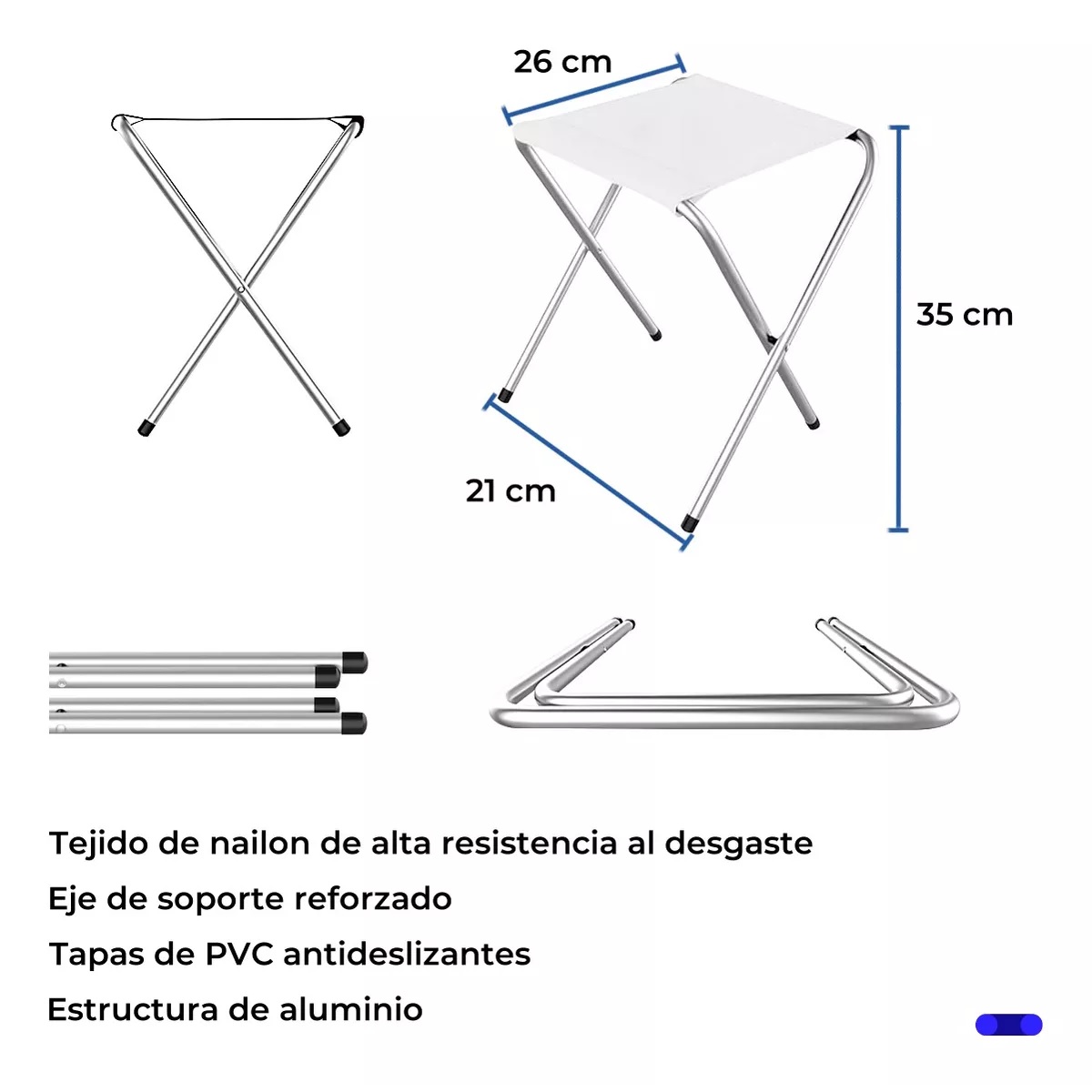 Mesa Plegable Tipo Portafolio 1.20 M Con 4 Sillas Portátiles Blanco.