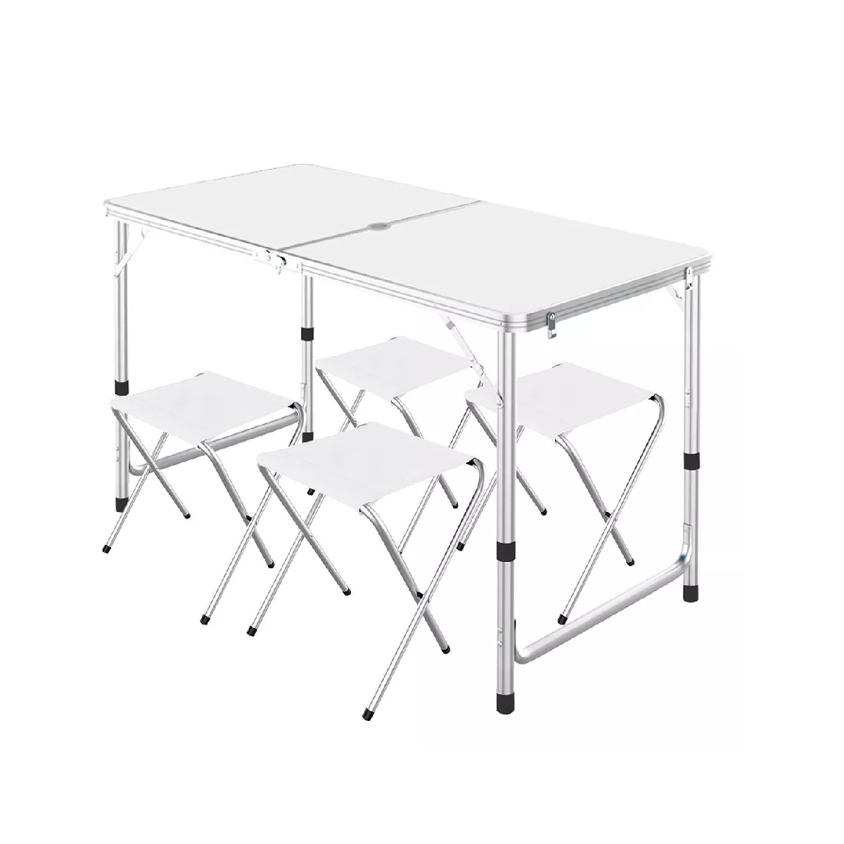 Mesa Plegable Tipo Portafolio 1.20 M Con 4 Sillas Portátiles Blanco.